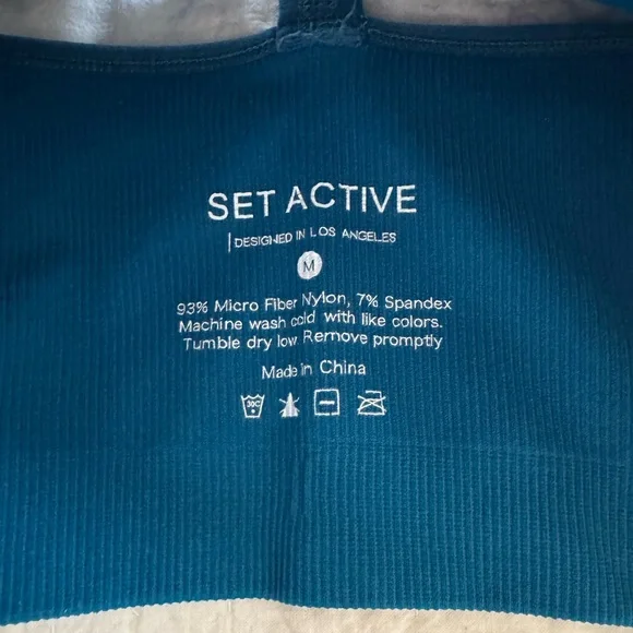 Set Active set shorts tank cropped teal blue small medium workout - Picture 5 of 9